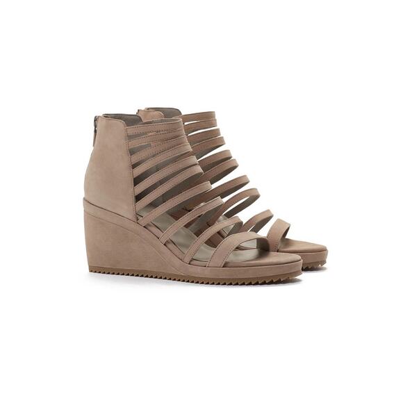 Eileen Fisher Womens 10 Wavey Suede Caged Wedge Milly Sandals Espadrilles - Picture 1 of 8